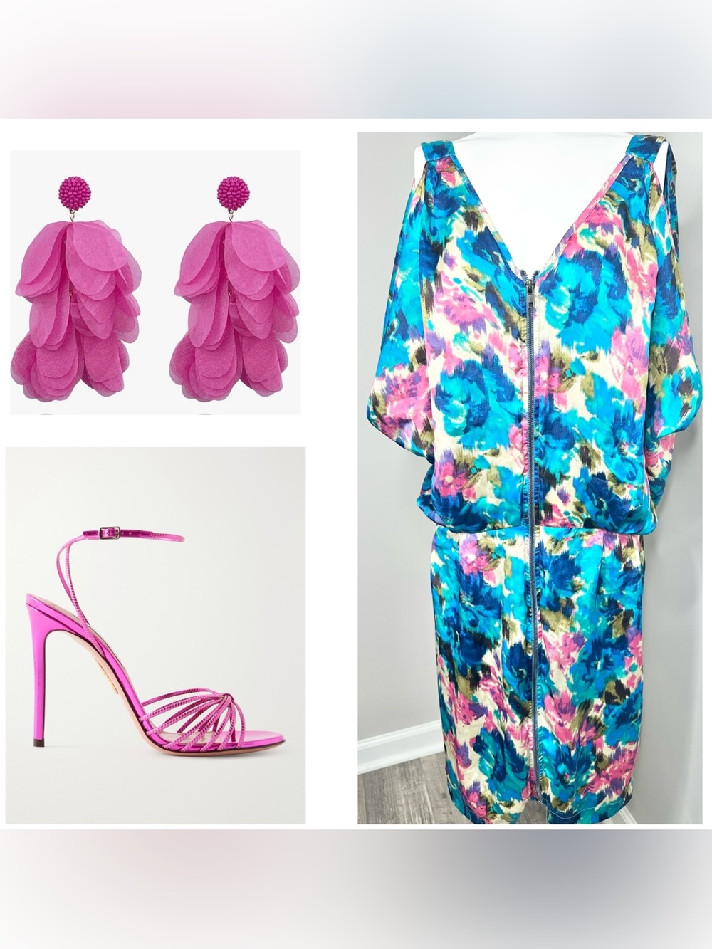 Te Amo  Blue & Pink Floral Midi Dress-22